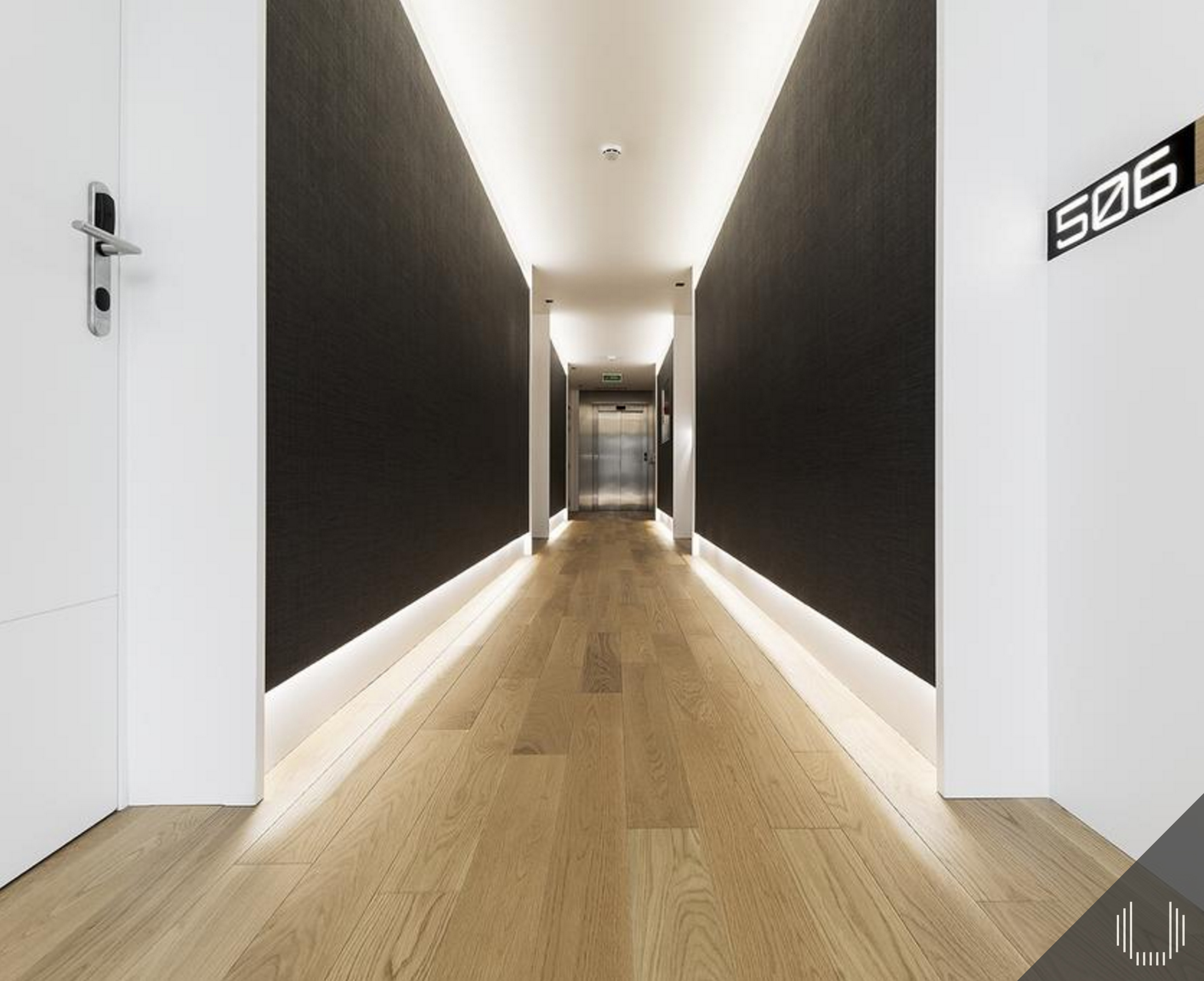 pasillo de tarima de roble barnizado blanco americano selecto, sin nudo