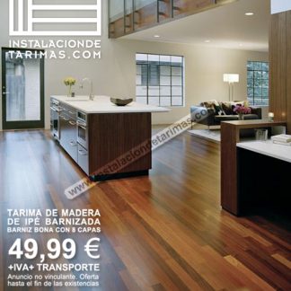 Oferta de tarima de ipé barnizado con 8 capas de barniz marca Bona