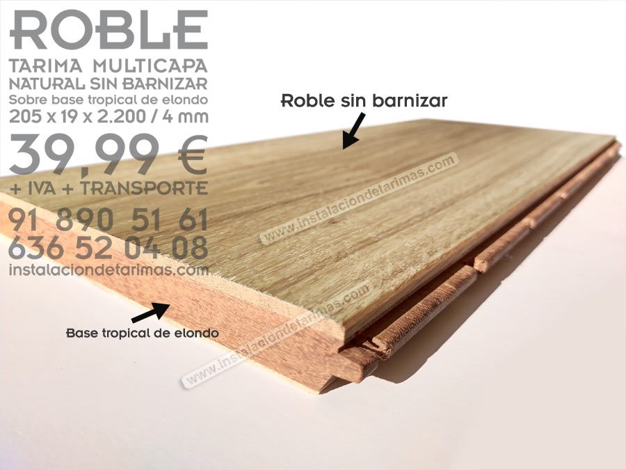 tarima multicapa de roble con base de elondo 
